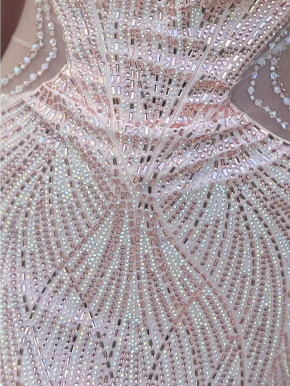 ellie wilde Blush Strapless Beaded Evening Gown with Thigh Slit - Picture 5 of 6
